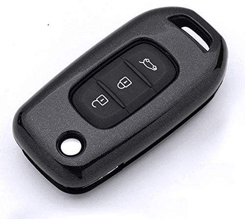 ontto Klapp Autoschlüssel Hülle Fernbedienung Cover für Renault Kadjar Koleos Megan Symbol Captur?ABS Schlüsselhülle Schlüsselanhänger Schlüssel Schutz Etui 3 Tasten-Schwarz