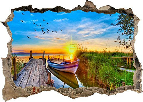 Wandtattoo Nature Rocky Mountain Lake Sunset Clouds 3D Decal Wall Sticker Poster Vinyl S148