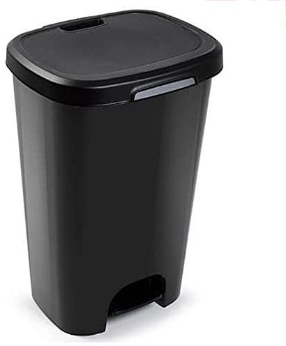 CABLEPELADO Cubo basura plástico, Cubo basura apertura pedal, Papelera de pedal, Cubo de pedal, Libre de BPA, 63.5 cm alto x 41 cm ancho x 36 cm fondo, Capacidad 50 Litros, Negro