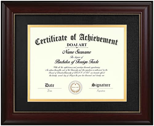 DOAI ART Klassischer Diplomrahmen, 21,6 x 27,9 cm, schwarze Goldmatte, 27,9 x 35,6 cm großes Dokument und Zertifikat, goldene Perlen zum Aufhängen