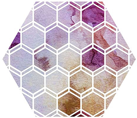 Hexagon Tapete - Hexagonträume Aquarell in Beere, 87cm x 100cm, Vlies Selbstklebend
