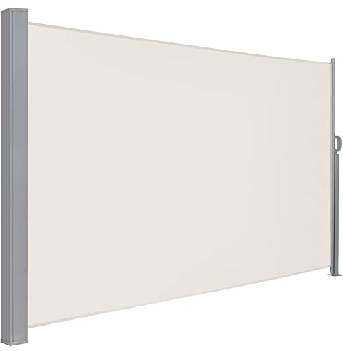 LARMNEE Store Latéral 180 x 300 cm, Brise-Vue Rétractable, Auvent extérieur, Résistant aux Intempéries, avec Fixation au Sol, pour Jardin, Terrasse, Piscine, Beige EBE183TBP02