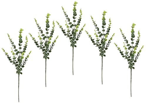 Künstlicher Eukalyptuszweig Blattzweig Zweig Eukalyptus Dekozweig Deko Einzelzweig Kranz Beiwerk Kunstblume Stielblume 5erSet