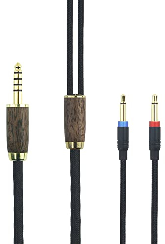 ABLET 4.4mm Balanced Male 6N OCC Copper Silver Plated Cord 4.4mm Balanced Cable Compatible with Denon AH-D7200 AH-D7100 AH-D9200 AH-D5200, for Focal Elear Headphone Walnut Wood Shell