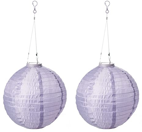 AMARE Solar Lampion XXL 2er Set rund lilaØ ca. 30 cm mit 1 warmweißen LED