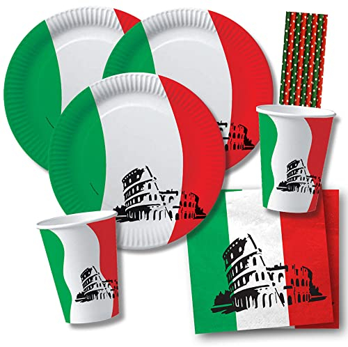 dh-konzept/spielum Lot de 56 assiettes en Italie pour 10 personnes