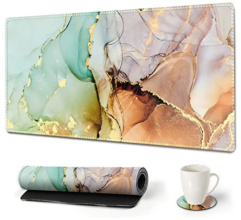 ARTSO Großes Gaming-Mauspad, erweiterte Schreibtischunterlage, XL-Tastaturmatte, langes Mauspad, Dekoration, Schreibblock, 80x39.9 cm, abstrakte Kunst, Marmor
