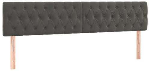 vidaXL LED Kopfteil, Bettkopfteil mit Holzbeinen, Höhenverstellbar Polsterkopfteil für Bett, Betthaupt Bettzubehör Schlafzimmer, Dunkelgrau 200x7x78/88cm Samt