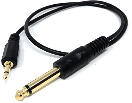 DRUT 50cm short 3.5mm MONO Jack to 6.35mm MONO Jack Plug Audio TS Coax Cable Lead, Male to Male Gold Flashed Ends 1.6ft