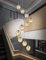 Kinbolas 10 kugel pendelleuchte treppenhaus lampe lang decke hängelampe,längenverstellbare hängeleuchte kugelleuchte,kugel glas hängend deckenleuchte für galerie,treppenspirale,Flur-40×250CM
