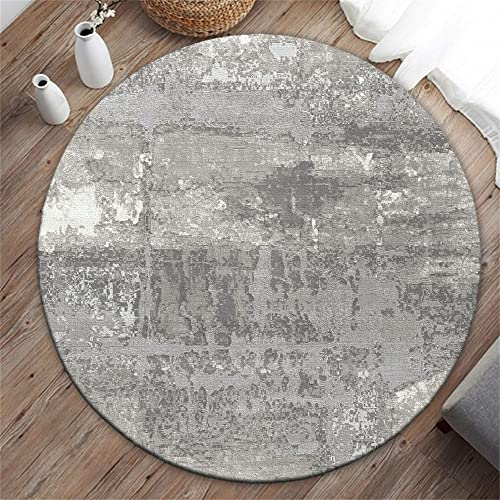 Highdi Teppich Rund Modern rutschfest Waschbar Schlafzimmer Teppiche, Innenbereich Modestil Polyester Runder Teppich fürs Wohnzimmer, Flur, Kinderzimmer, Büro (80cm,Grauer Zement)