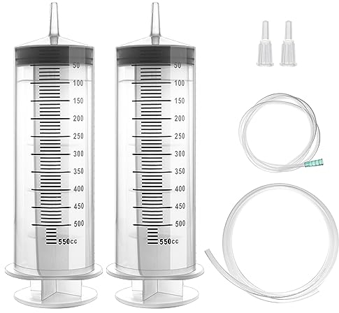 GOLDEROC 2 Spritze 500ml(550ml), Große Spritze mit Schlauch, Ölsaugpumpe mit Druckfeste Pneumatik Schlauch,absaugpumpe geeignet für Getriebe und Differential