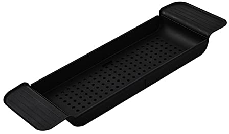 Mesa para Bañera con Carrito de Baño, Diseño de Drenaje, Bandeja Práctica Práctica para Bañera, Material Plástico, Duradero para Baño (Negro)