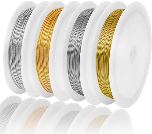 Sheryl&Rain 4 Pezzi 90m/98yard Filo di Rame,0.45mm 0.8mm Filo per Gioielli,Filo Metallico per Bigiotteria Filo Metallico Artigianale per Artigianato Creazione di Gioielli Fai da Te