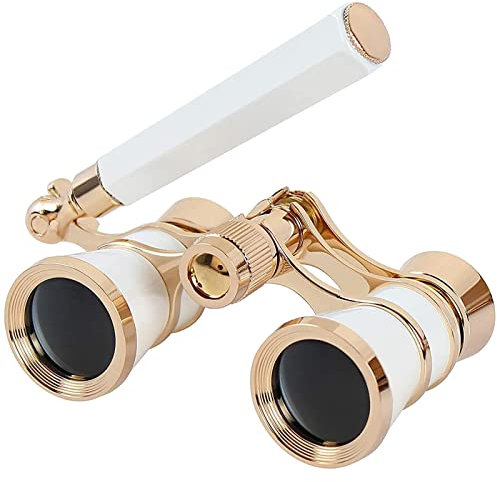 Fernglas Teleskop mit Kit Damen Elegant Teleskop Damen Geschenk Gold Opernglas Fernglas Vintage Welches Spektiv Für (White, One Size)