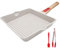 AIKENBBKK Padella Grigliate 24x 24 cm con Manico Rimovibile, Bistecchiera In Alluminio con Rivestimento Antiaderente, Lavastoviglie& forno sicuro(Bianco)