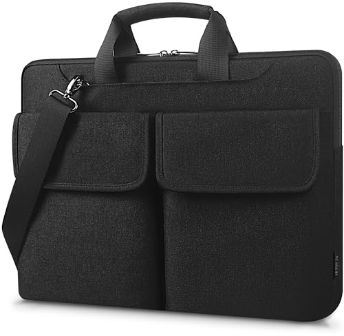 DOMISO 17 Inch Laptop Sleeve Shoulder Bag Compatible with 17.3 Dell XPS/HP Pavilion / 17.3 Gaming Pavilion 17 / Ideapad/Acer/HP Omen,Black