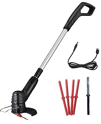 Tagliaerba Elettrico Senza Fili, Tagliaerba elettrico a batteria lunghezza regolabile tagliaerba tagliaerba tagliaerba portatile wireless ricarica USB for giardino/prato Leggero, Silenzioso, Facile Da