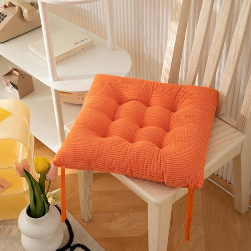 Hixingo 2er Set Stuhlkissen, Maiskorn Sitzkissen Stuhl, Stuhlkissen 50x50, Solide Farben Sitzkissen Bank, Sitzunterlage Outdoor & Innen, Sitzauflagen Chair Cushion für Terrassen (50cm,Orange)