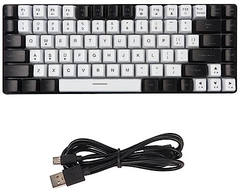 Ejoyous Mechanical 80% Gaming Keyboard, 84 Keys, White & Black RGB, Type C Wired, Backlit for Windows Laptop PC Gamers & Office