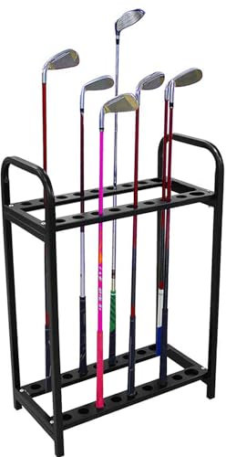 Golf Club Stand - Golf Bag Stand Garage Golf Club Wall Mount | Golf Bag Storage, Garage Organiser, Wooden Golf Club Artificial Grass Mat, Golf Bag Storage Rack with Wheels