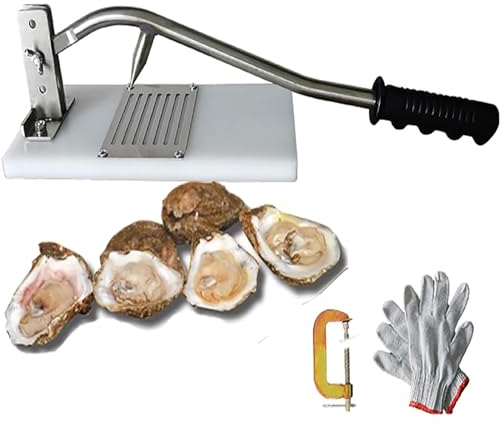 LBMED Oytser Opener Machine, Oyster Shucking Machine with Curved Long Handle and 7 Grooves Design, Adjustable Height In 3 Positions and 500-800 Pieces/H Output, Complete Stripping, for Restaurant