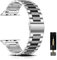 SeNool Metallo Cinturino per Apple Watch 49mm 46mm 45mm 44mm 42mm Series 10/Series 9/8/7/6/5/4/3/2/1/Ultra 2, Metallo Acciaio Inossidabile Cinturini per Apple iWatch/SE/SE 2 - Argento Nero