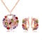 baobei kaguyo Jewellery Set for Women - Rose Gold Plated Multicolor Zirconia Crystal Pendant Necklace with Hoop Earrings - Charming Jewellery for Women and Girls Birthday Gifts (style C)