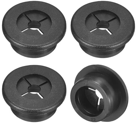QUARKZMAN 4 Pcs Passe-Câble pour Cordon, 22mm Passe-Câble de Bureau en Caoutchouc Flexible Grommets de Fil Cache-Trou pour Bureau Organisateur de Câbles d'Ordinateur, Noir