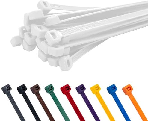 TCTS White Cable Ties, 150mm x 3.6mm (Pack of 100) Premium Nylon Zip Ties, Multi-Purpose Plastic Tie Wraps, Secure Self-Locking Mechanism, for Home, Garden, Office and DIY