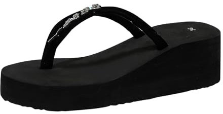 Generisch Slides for Women Elegant Slides Für Strand Fußbett Strand Schuhe Slim Crystal Glamour Mit Blumen Badelatschen Sandaletten Bohemian Flip Flops Mädchen Sandalen Sommer Flache Zehentrenner