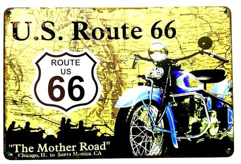 DiiliHiiri Poster Classic Bike-Enthusiasten, 30 x 20 cm, antiker Stil, Route 66, Vintage-Schild für Motorrad-Fans (2635-304)