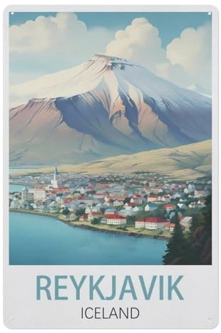 PGCKSK Reykjavik Island，Metall, Wandposter, Blechschild, Vintage, Esszimmer, Restaurant, Café, Shop, Dekoration(15x30cm 6x12 inch-Z71