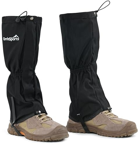 Verstellbare wasserdichte 1000D-Beinlinge für Männer und Frauen Schneestiefel-Gamaschen zum Wandern Jagen Sand- und Schlammwandern Bergsteigen oder Schneeschuhwandern (schwarz M)