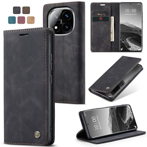 owlhold Funda Xiaomi Redmi Note 14 Pro 5G Carcasa Redmi Note 14 Pro Plus 5G [No para 4G] PU Piel [Tarjetas y Billetera][Soporte Plegable][Cierre Magnético] Libro Funda Xiaomi Poco X7 5G - Negro