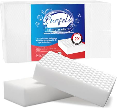 Surfela 4 Stück Schmutzradierer, 10×6×2cm Haltbarer Radiergumm Zauberschwamm, Magischer Schmutzradierer Schwammi Entfernt alle Arten Schmutz, Geeignet für Küche, Bad, Wände, Schuhe, Fenster Gläser