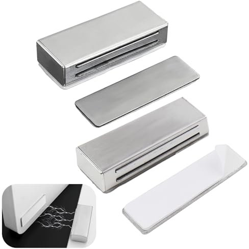 2 Piezas de Imanes Fuertes Autoadhesivos para Cajones y Armarios, Iman Puerta Armario Autoadhesivo, Cierres Magnéticos para Puertas de Armario,Pestillos de Metal Inoxidable para Cocina y Guardarropa