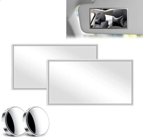 lisetar 4 PCS Auto Sun Visor HD Makeup Mirror Set, 2 Self-Adhesive Car Vanity Mirrors + 2 Exterior Rear View Mirrors for Car, Truck, SUV, Universal Car Interior Cosmetic Mirror