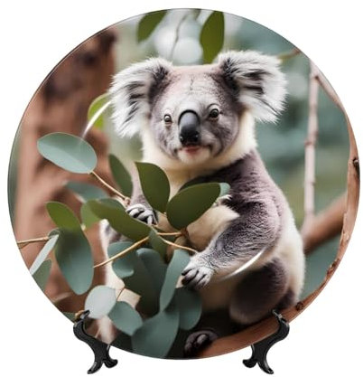 PHAYAH Assiette décorative en porcelaine Motif koala 25,4 cm