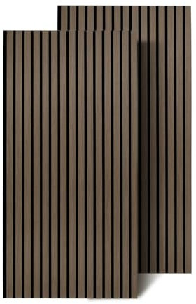 Ansobea Akustikpaneele Holz 1,44㎡ - 2er Set 120x60cm Natürliche Walnuss Wandpaneele 3D, Lamellenwand Holz für Schlafzimmer, Studio und Flur
