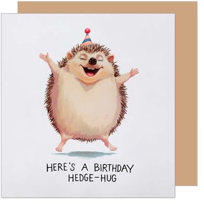 Edition Seidel Premium quadratische Geburtstagskarte mit Umschlag. Glückwunschkarte Happy Birthday Billet Karte für Mann Frau Freundin Freund Kind Igel lustig Hedge Hug (GQ378 SW025)