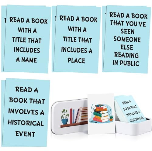 Skyygemm 48 Pcs Tbr Card Bookish Gift to Be Read List for Book Lover Tbr List with Iron Box Bookmark Accessory Choose Your Next Book for Reading Club Bookworm Student Teacher Gift