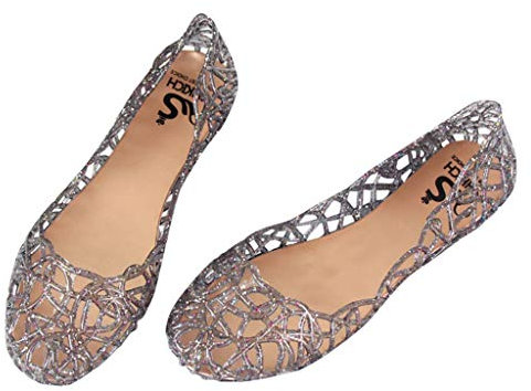 Breathable Jelly Pumps Summer Sandals Beach Slip Casual Hollow Women on Flats Women's Casual Shoes Yellow Shoes Women, black, 7 UK