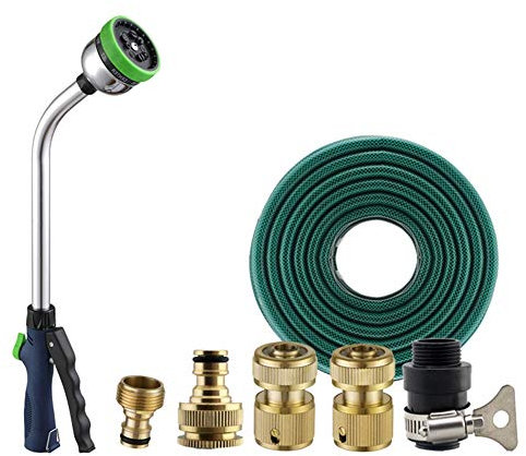 CONGRUI Wasserpistole, verstellbar, Gartenbewässerung, Hand-Hochdruck-Spray, Outdoor, multifunktionaler langer Griff (kurze Stange, 30 m Anzug)