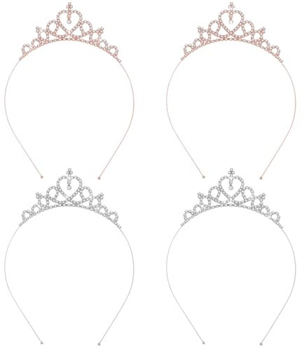 4 Stück Hochzeit Prinzessin Königin Cristal Couronne avec Strass Festzug Tiara Stirnband Haarschmuck Mädchen Strass Tiara für Geburtstags Hochzeit Abschlussball Prinzessinnenpartys