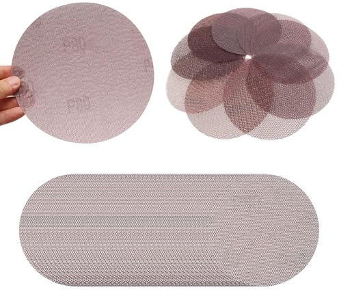 Mesh Sanding Discs 125mm,50 Pcs Efficient dust removal Sanding Pads 80 Grit/120 Grits/150 Grit Hook and Loop Net Sandpaper for Drywall Sander Random Orbital Sander (80 Grit)