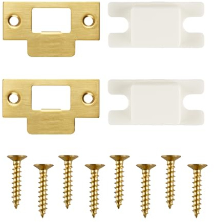 Bojueshaw 2PCS Stainless Steel Latch Lock Plate for Wooden Doors – Replacement and Repair Plate for Bedroom and Room Locks(Gold)