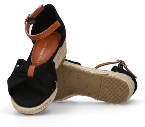 Tommy Hilfiger Karin, Sandalias con cuña Tipo Alpargatas, Negro, 37 EU
