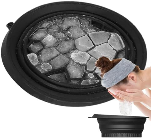 Bol de visage pour refroidissement rapide de glace, bassin de lavage en silicone pliable avec plateau de glace intégré, bol de bain de glace pour le visage, bassin de lavage portable