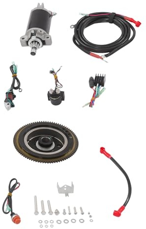 AußEnbordmotor ElektroStarter Kit, 2 Takt Außenborder Elektrostart Set mit 40 PS 2 Takt Außenbordmotor, Starter Motor Schwungrad Box Spule Schalter